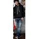 Pull noir a ruban blanc