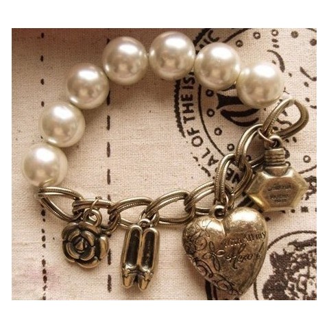 bracelet perle, coeur