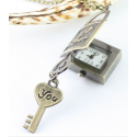 Collier pendentif montre Key Love